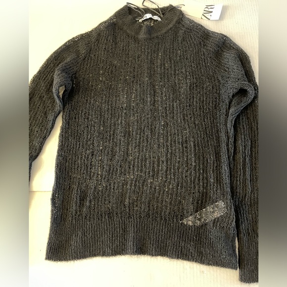 NWT Zara Black Open Knit Sweater - Picture 9 of 15